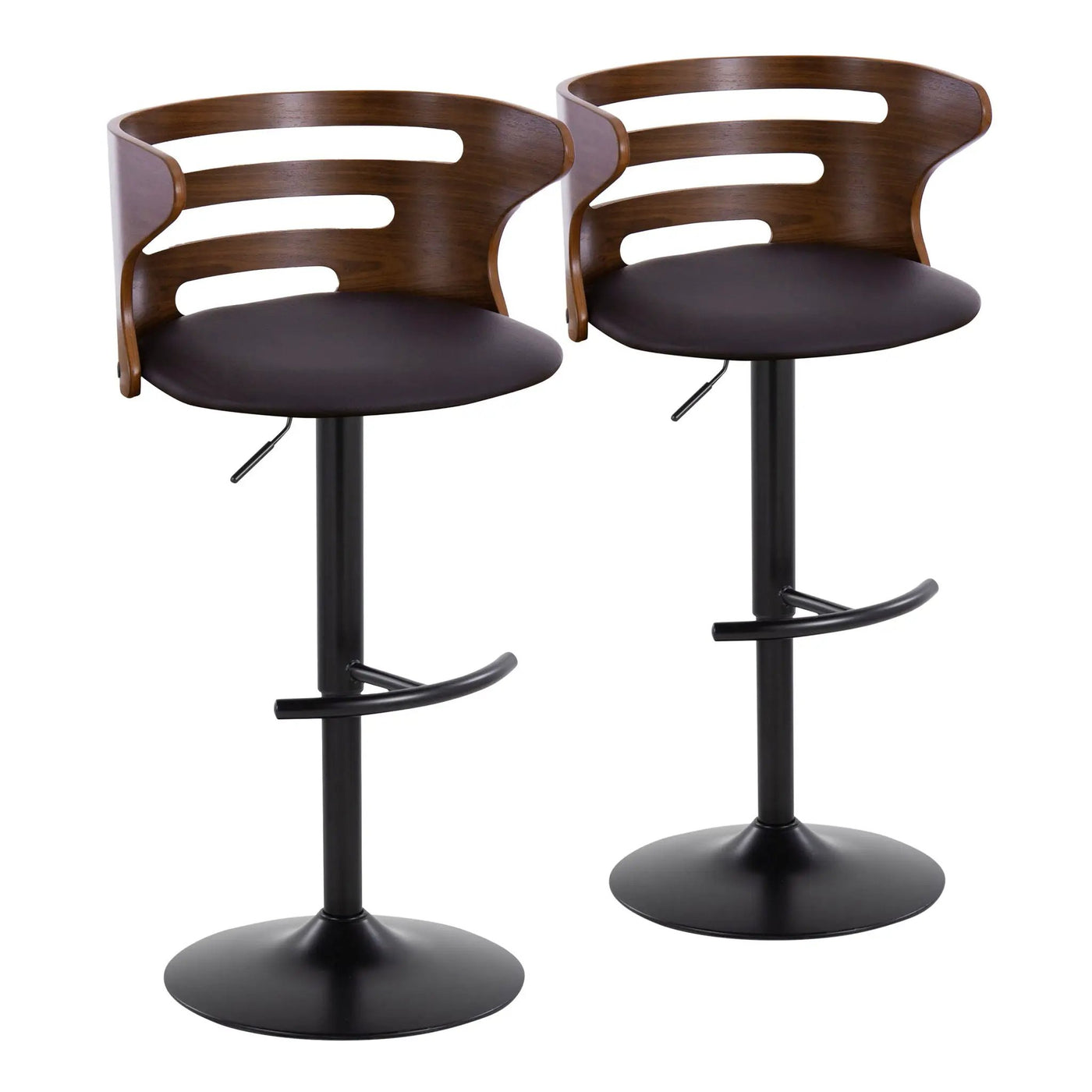 Cosi - Mid Century Modern Adjustable Barstool With Swivel With Rounded T Footrest (Set of 2) by HouseOfZazla