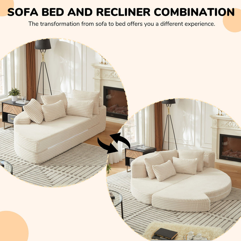 Semi Circular 2 In 1 Sofa Bed With Neck Pillow And Throw Pillows by HouseOfZazla