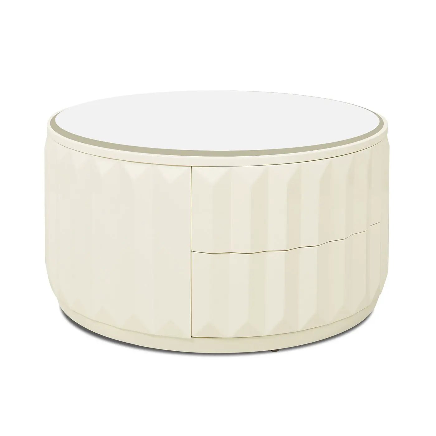 Facino - Round Storage Coffee Table - White Birch by HouseOfZazla