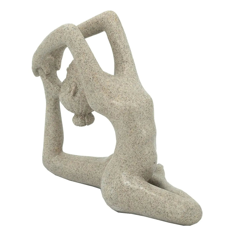 8.5x4.5x7' Beige Resin and Stone Yoga Figurine in King Pigeon Pose by HouseOfZazla