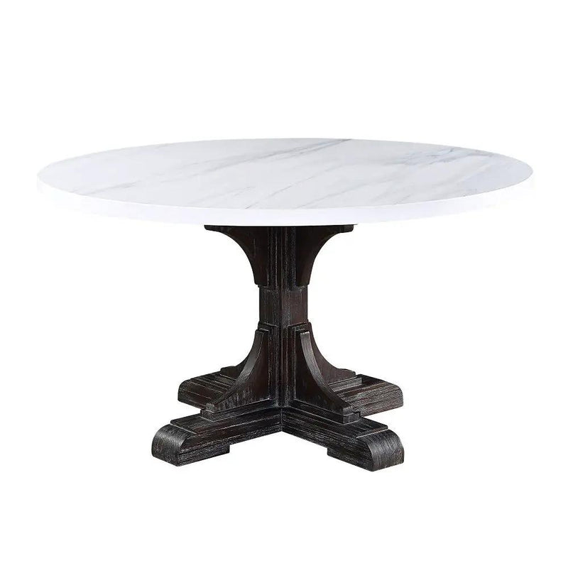 Gerardo - Dining Table - White Marble Top & Weathered Espresso by Unique Piece Furniture