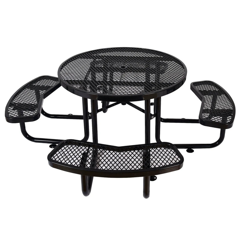 Round Outdoor Steel Picnic Table With Umbrella Pole by HouseOfZazla