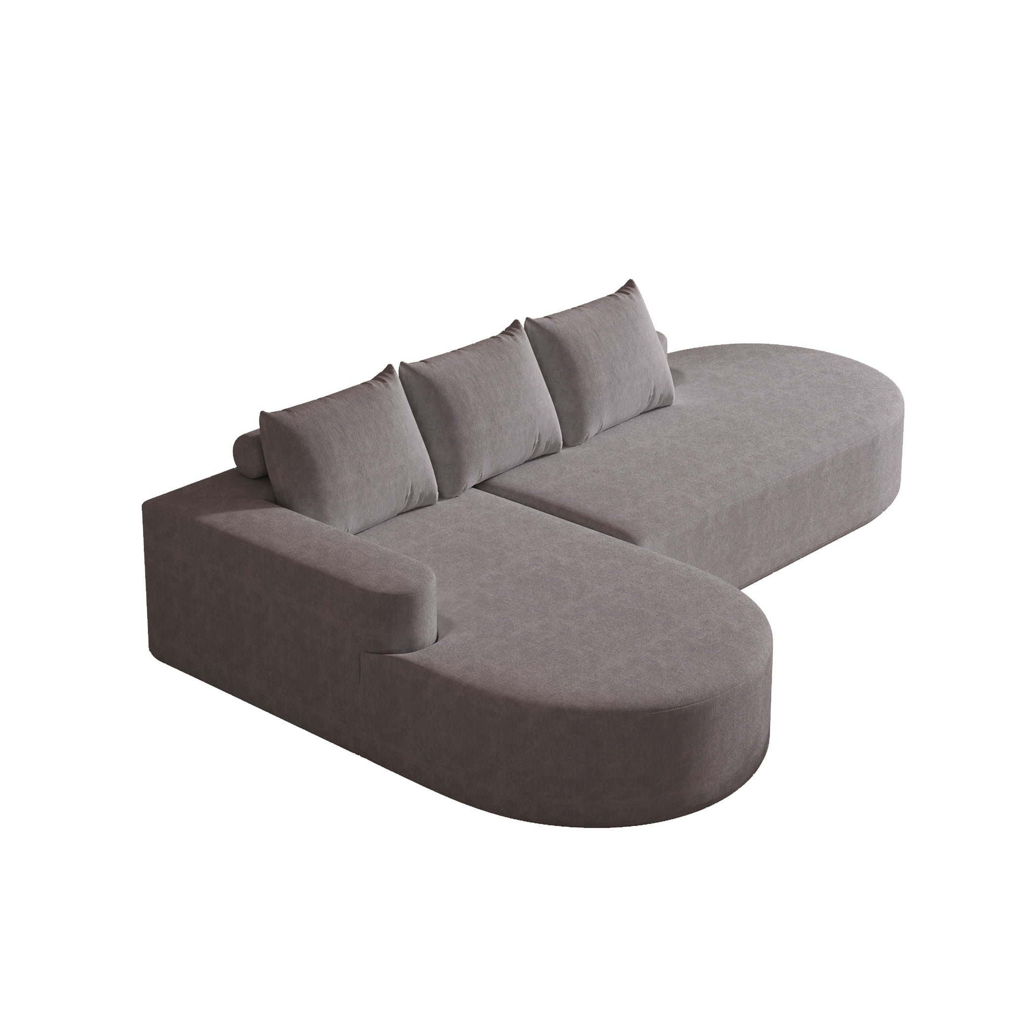 Modern Curved Sofa, L-Shaped Modular Sectional Set With 3 Pillows by HouseOfZazla