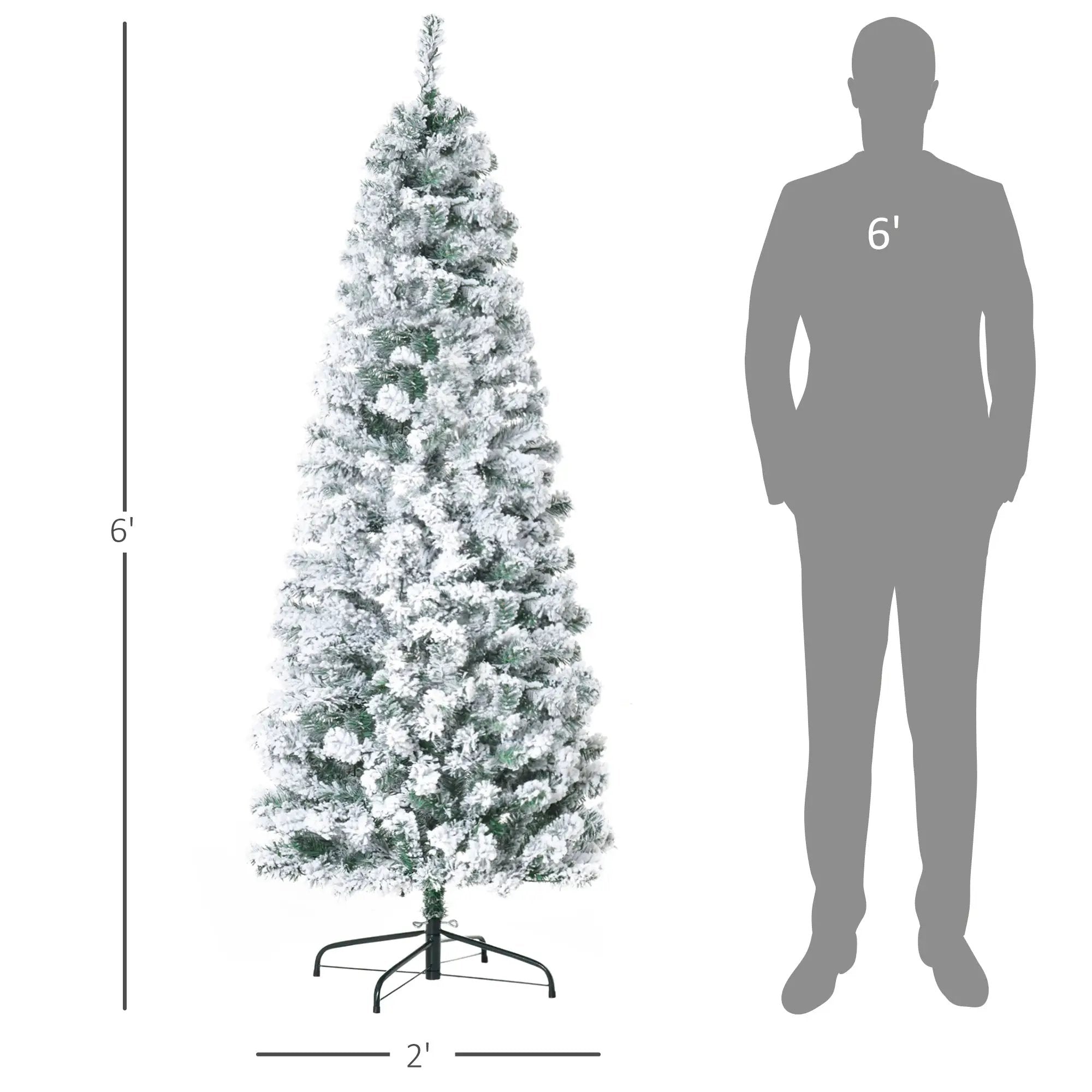 HOMCOM 6ft Pre-Lit Snow-Flocked Slim Douglas Fir Christmas Tree by HouseOfZazla