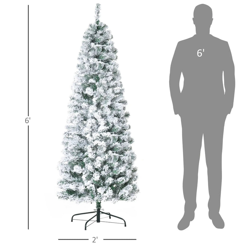 HOMCOM 6ft Pre-Lit Snow-Flocked Slim Douglas Fir Christmas Tree by HouseOfZazla