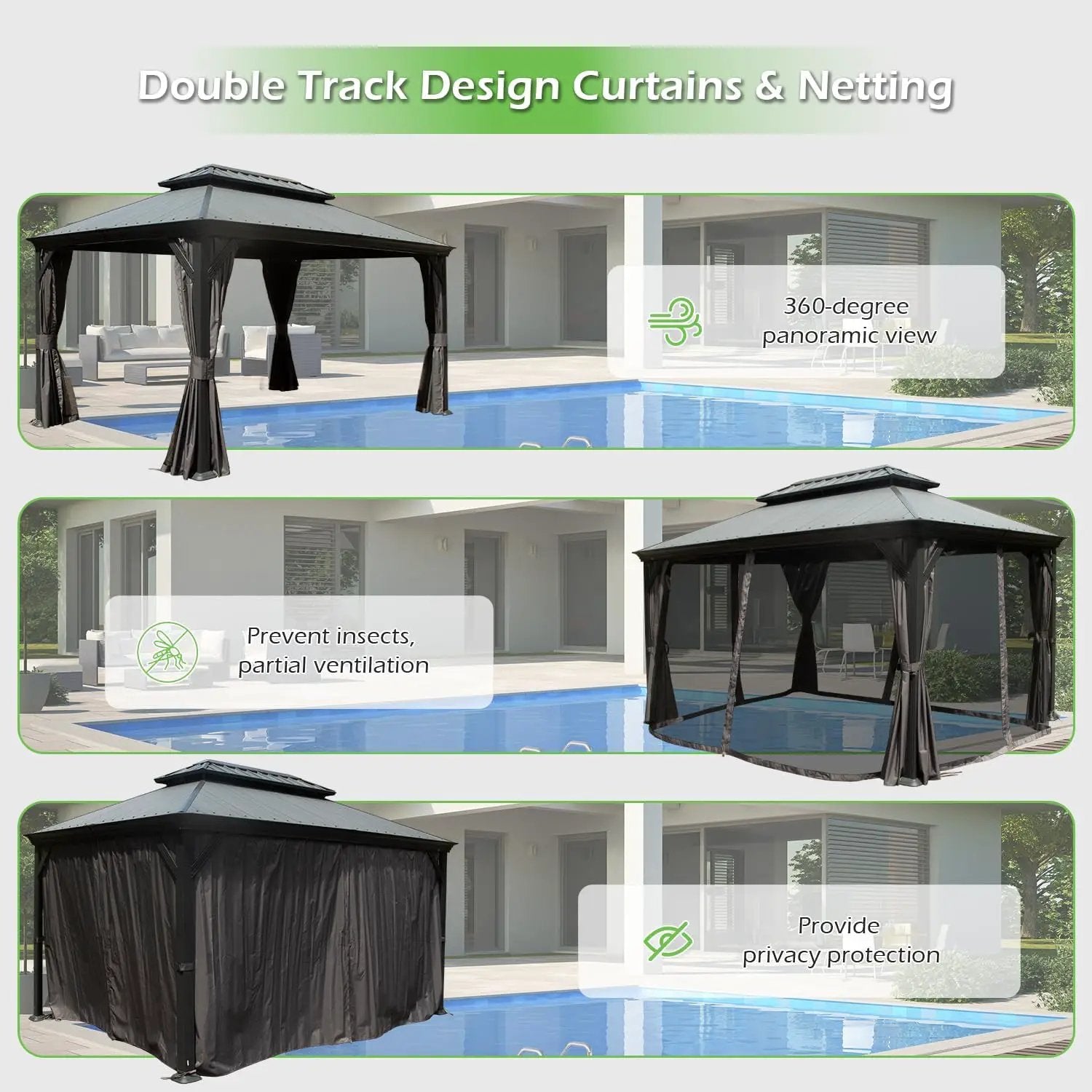 10'x14' Hardtop Gazebo with Resin Roof by HouseOfZazla