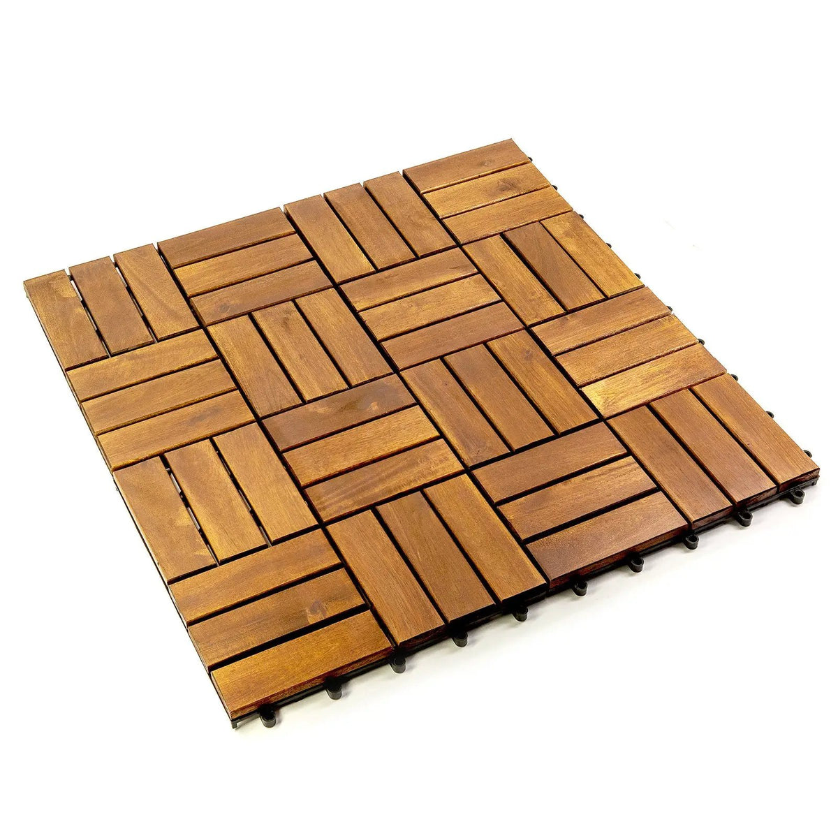 12 in. x 12 in. Acacia 12 Slats Checker Deck Tiles - 30 Pieces by HouseOfZazla
