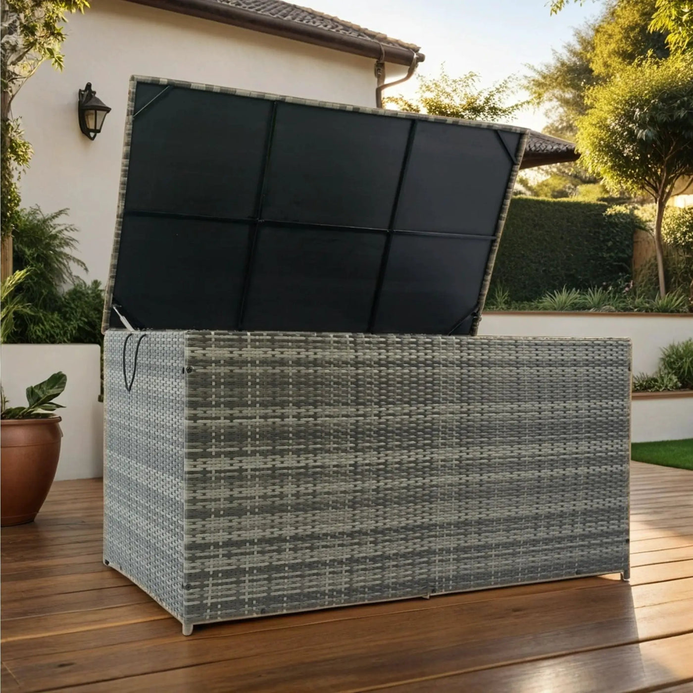 Outdoor Storage Box, Wicker Patio Deck Boxes With Lid, Outdoor Cushion Storage For Kids Toys, Pillows, Towel, Wicker by Unique Piece Furniture