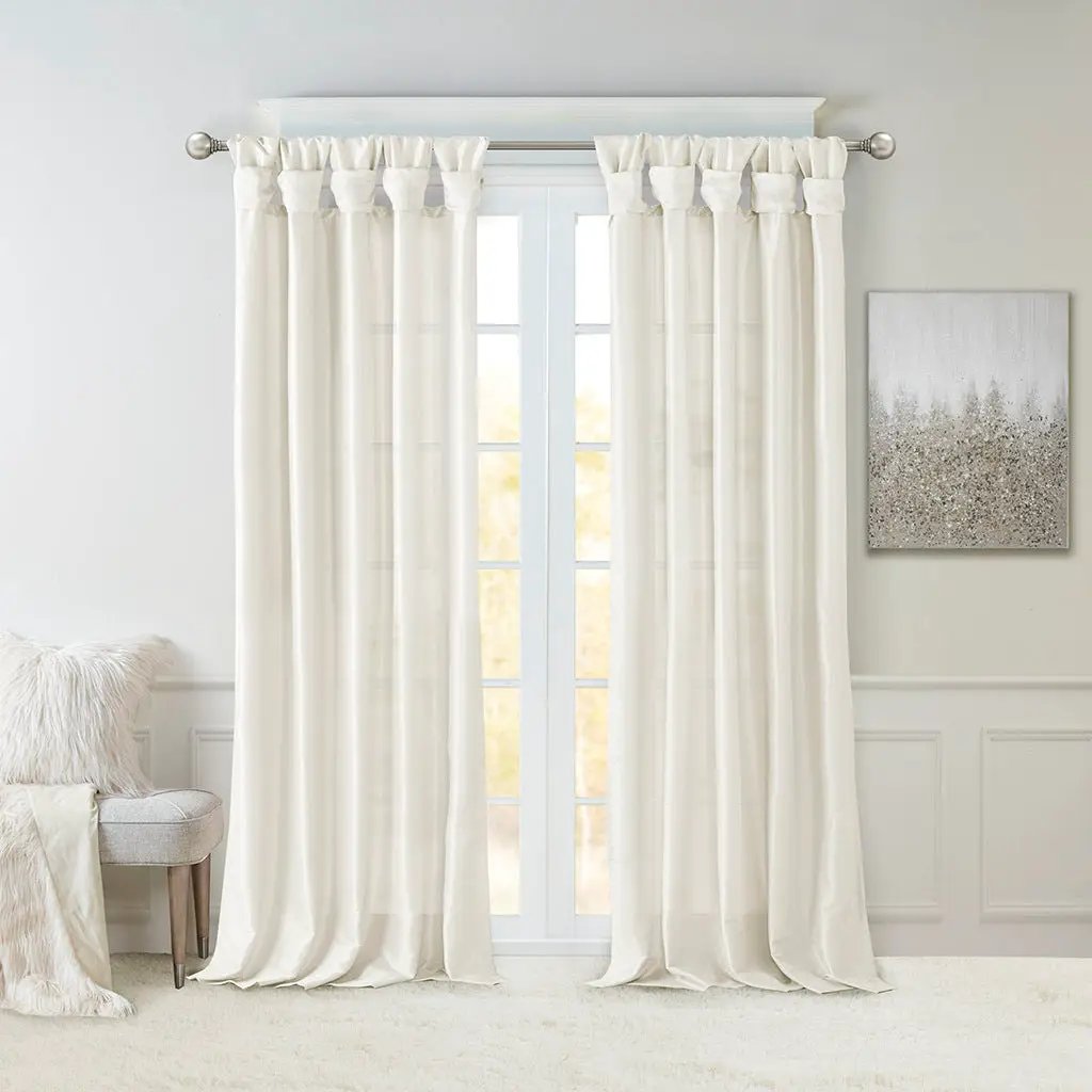 Twist Tab Lined Window Curtain Panel White 50x84 by HouseOfZazla