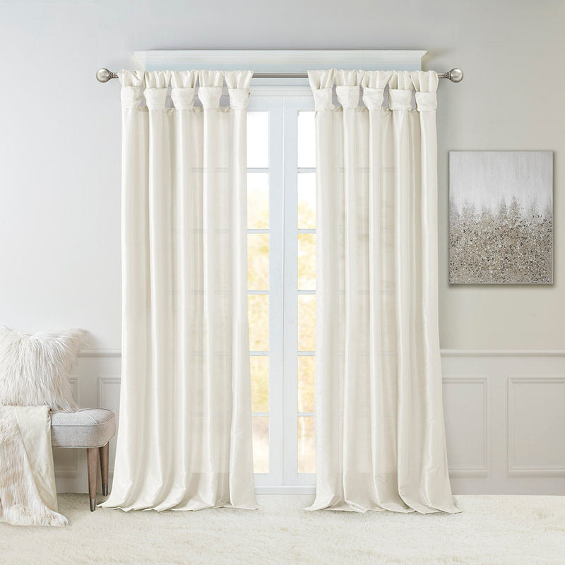 Twist Tab Lined Window Curtain Panel White 50x84 by HouseOfZazla