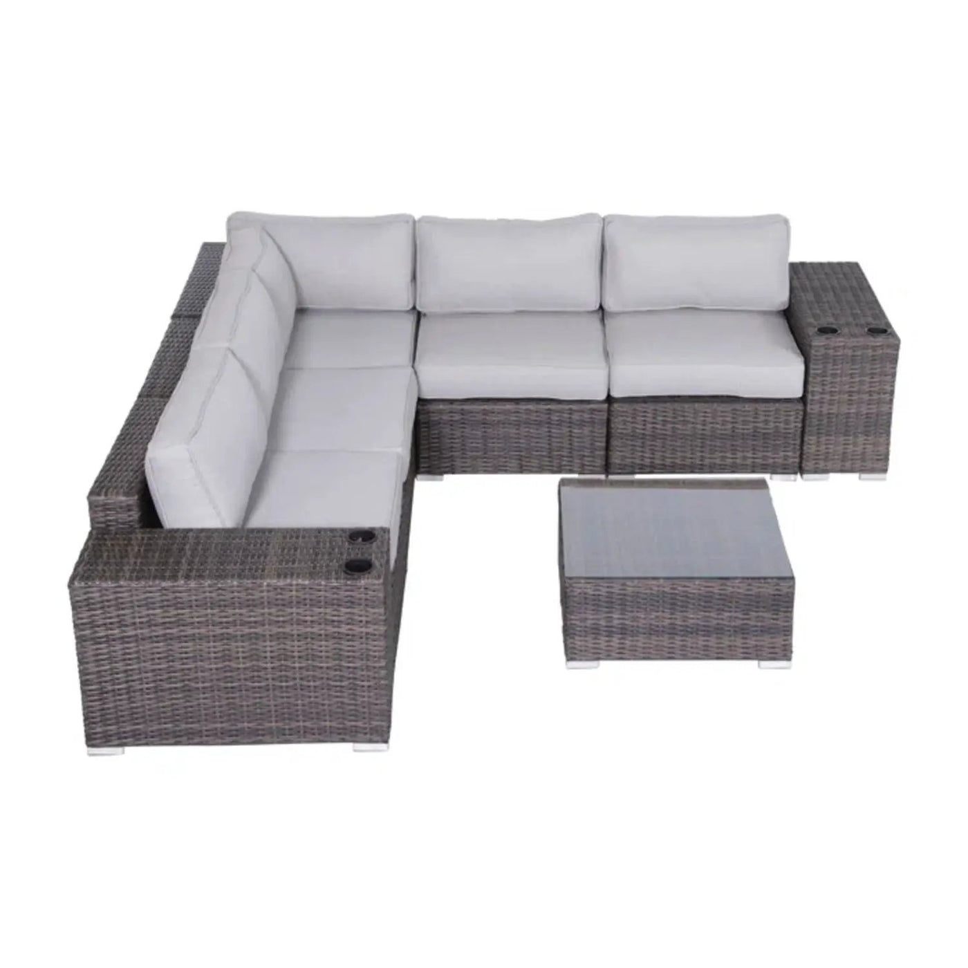 Modern Patio Rattan Sectional Set With Cushions by Unique Piece Furniture