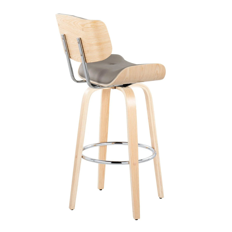 Lombardi - Mid Century Modern Fixed Height Barstool With Swivel With Round Footrest (Set of 2) by Unique Piece Furniture