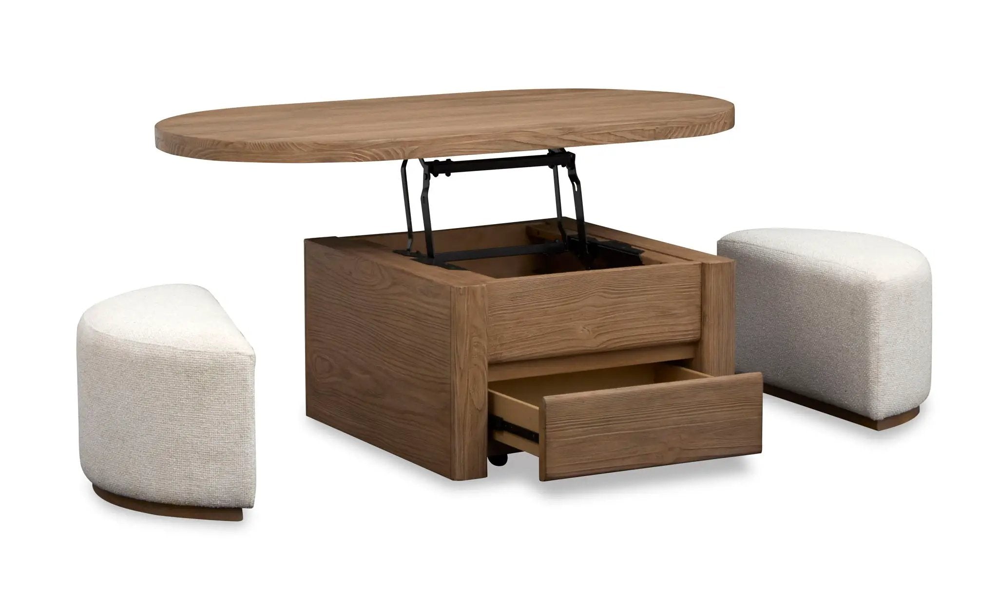 Hayden - Lift Top Storage Cocktail Table With Casters And Two Upholstered Stools - Golden Oat by Unique Piece Furniture