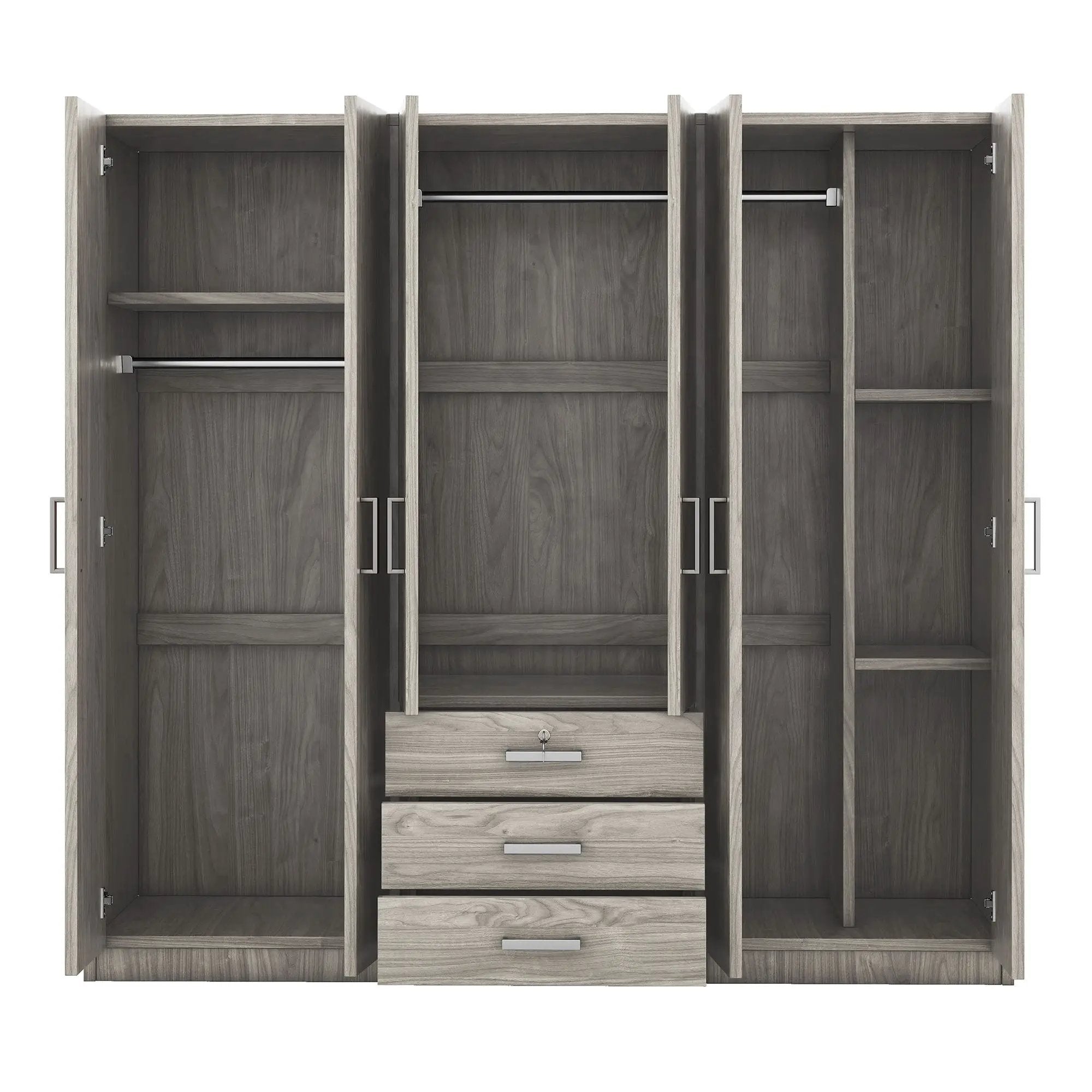 6 Doors Wardrobe Storage For Bedroom, With Big Drawers by HouseOfZazla