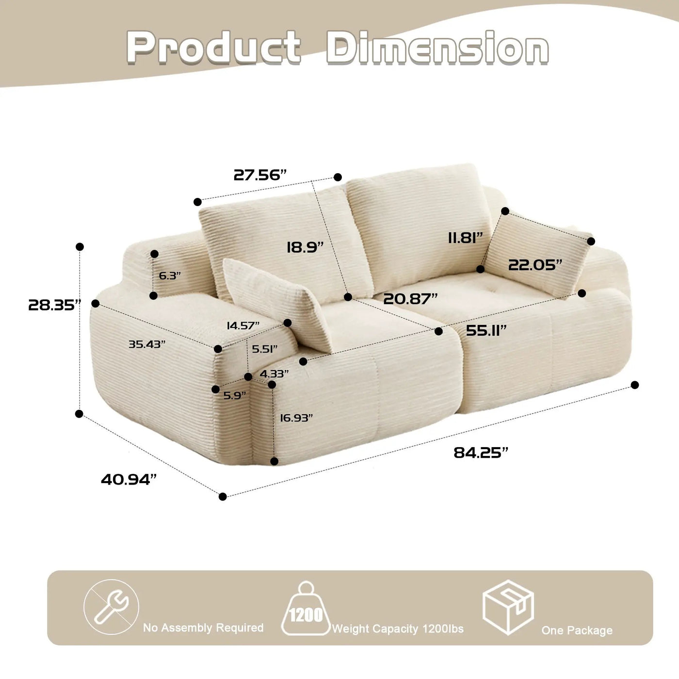 2 Seater Large Sectional Couches For Living Room by Unique Piece Furniture