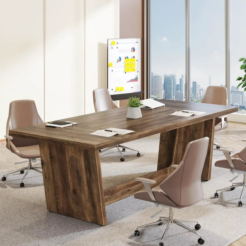 Executive Desk For Home Office, Computer Table With Pedestal, Large Writing Workstation - Brown by HouseOfZazla
