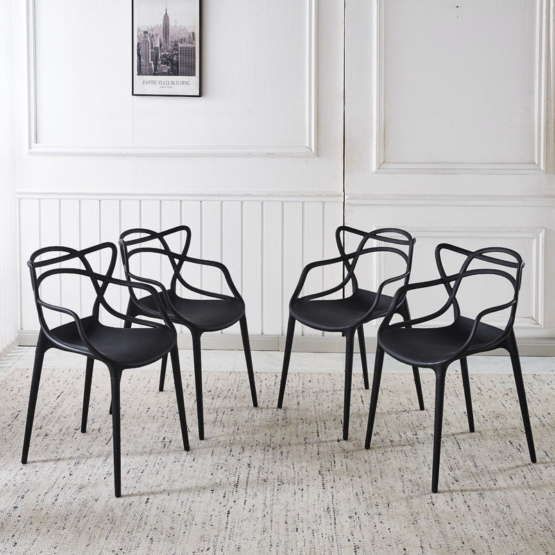 Dining Chair (Set of 4) - Black - Plastic by Unique Piece Furniture
