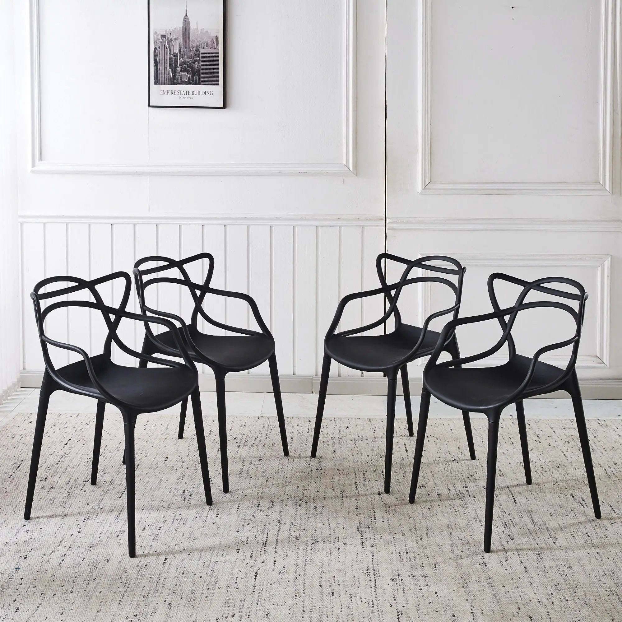 Dining Chair (Set of 4) - Black - Plastic by Unique Piece Furniture