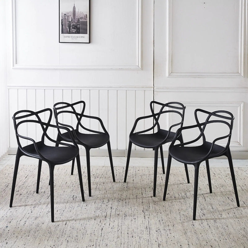 Dining Chair (Set of 4) - Black - Plastic by Unique Piece Furniture