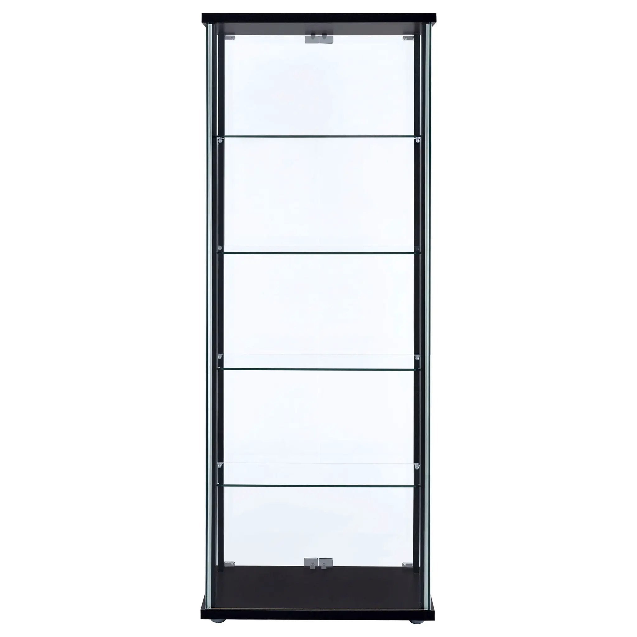 Delphinium 4-Shelf Clear Glass Curio Display Cabinet Black by Unique Piece Furniture