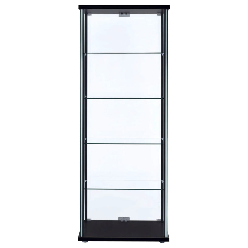 Delphinium 4-Shelf Clear Glass Curio Display Cabinet Black by Unique Piece Furniture