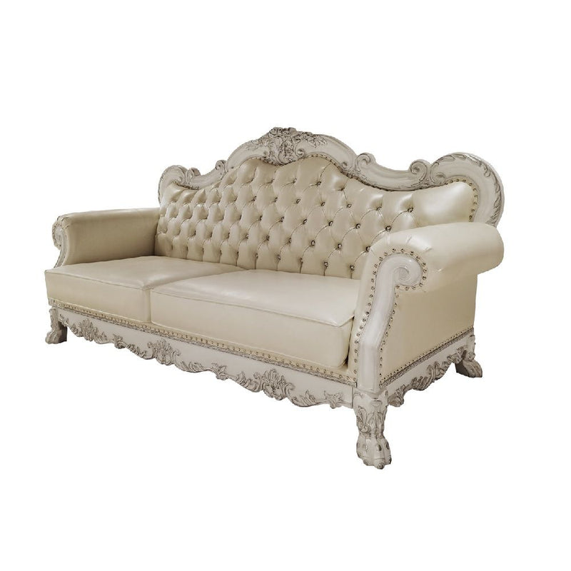 Dresden - Sofa With 4 Pillows - Synthetic Leather & Bone White by Unique Piece Furniture
