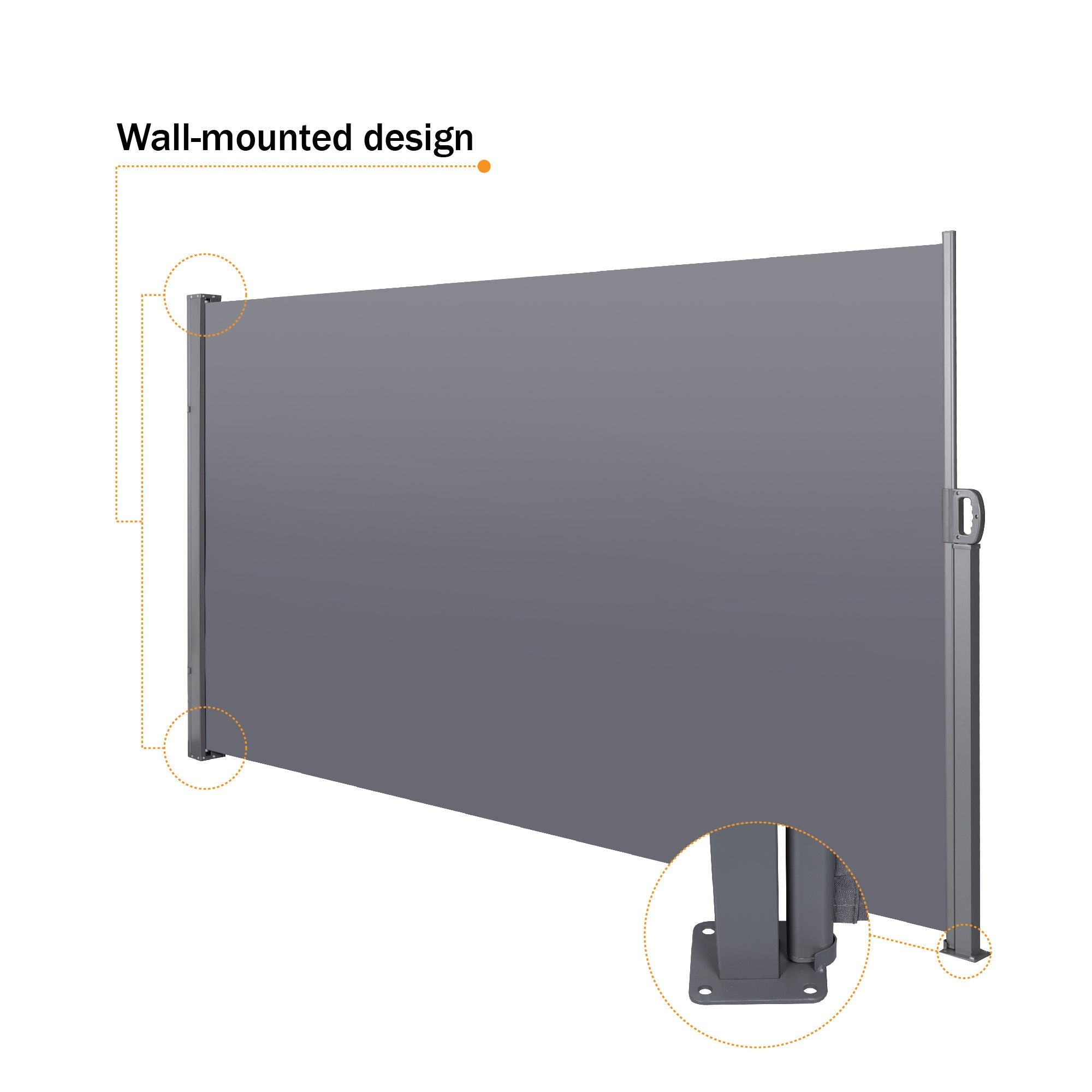 Retractable Side Screen Awning, Uv Resistant, Waterproof, Patio Privacy Screen For Garden, Balcony, Courtyard by Unique Piece Furniture