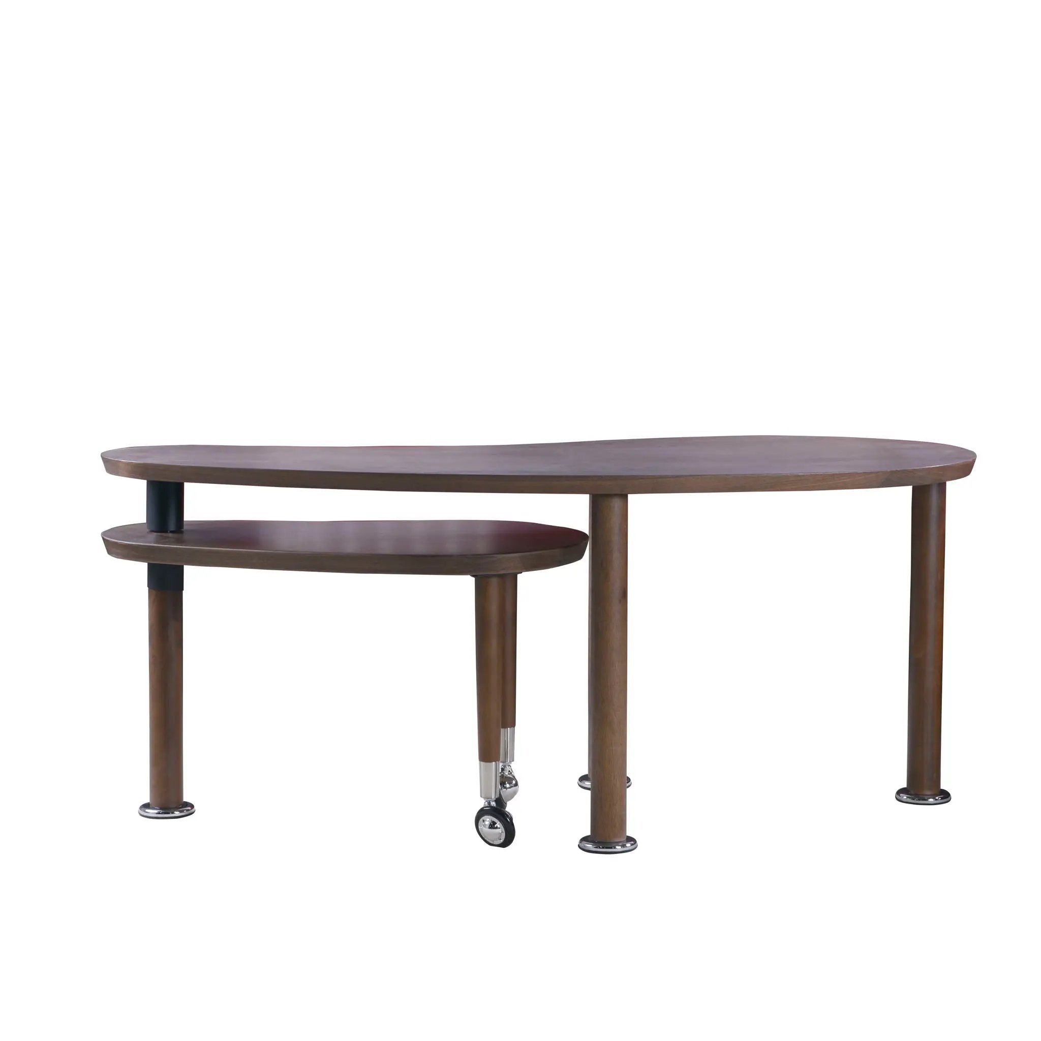 Rotatable Coffee Table With Solid Legs, 360 Degree Swivel, Waterproof - Walnut by HouseOfZazla