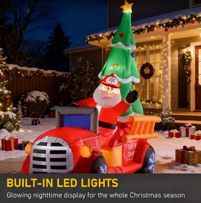 Inflatable Santa Truck with Lit Christmas Tree by HouseOfZazla