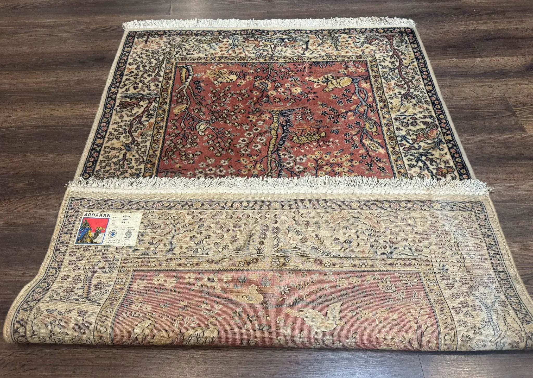 Persian Wool Rug 4x6, Tree of Life Animal Pictorials, Vintage, Power Loomed Ardakan Rug by Jewel Rugs