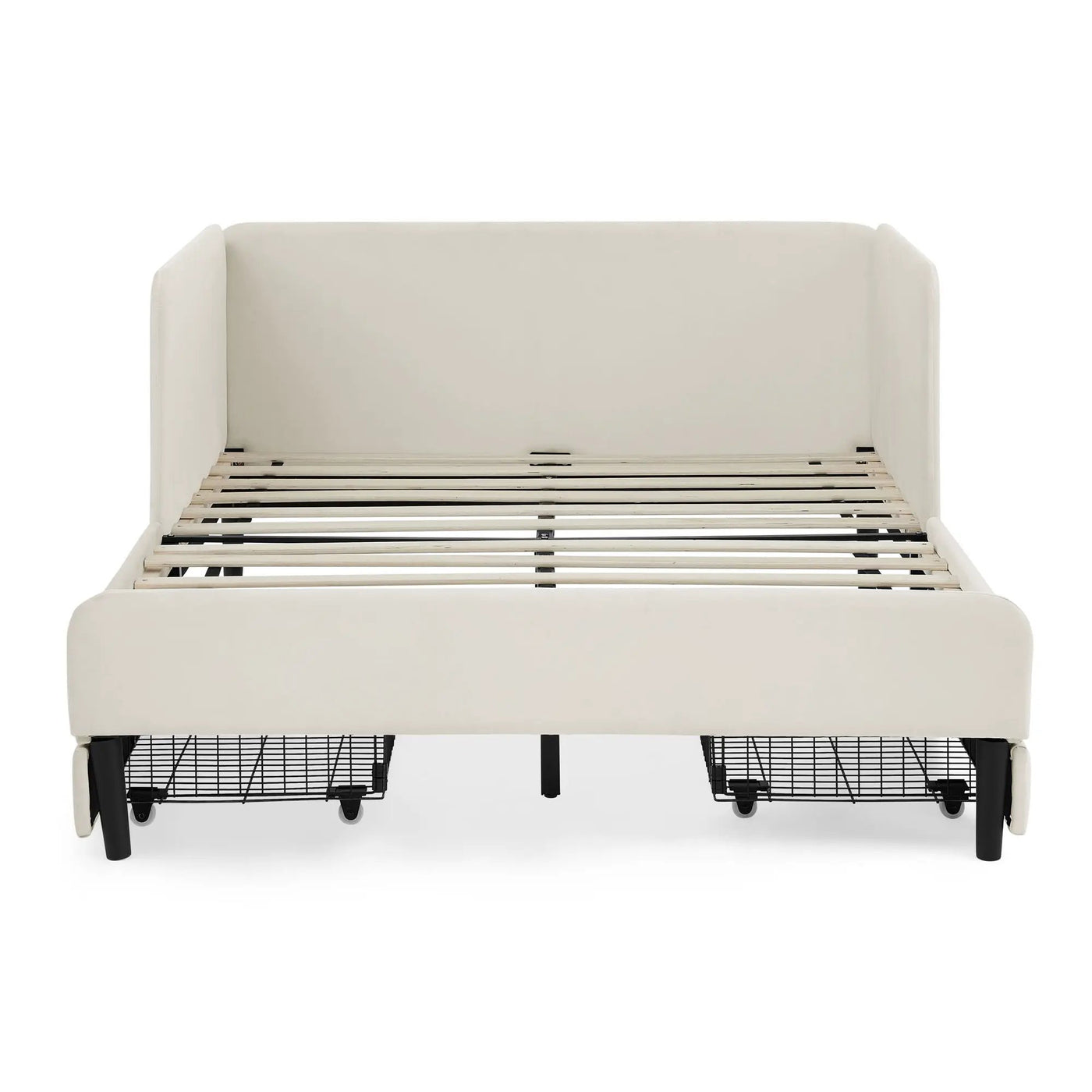 Upholstered Platform Bed Frame With 2 Storage Drawers And Adjustable Sofa Bed by HouseOfZazla