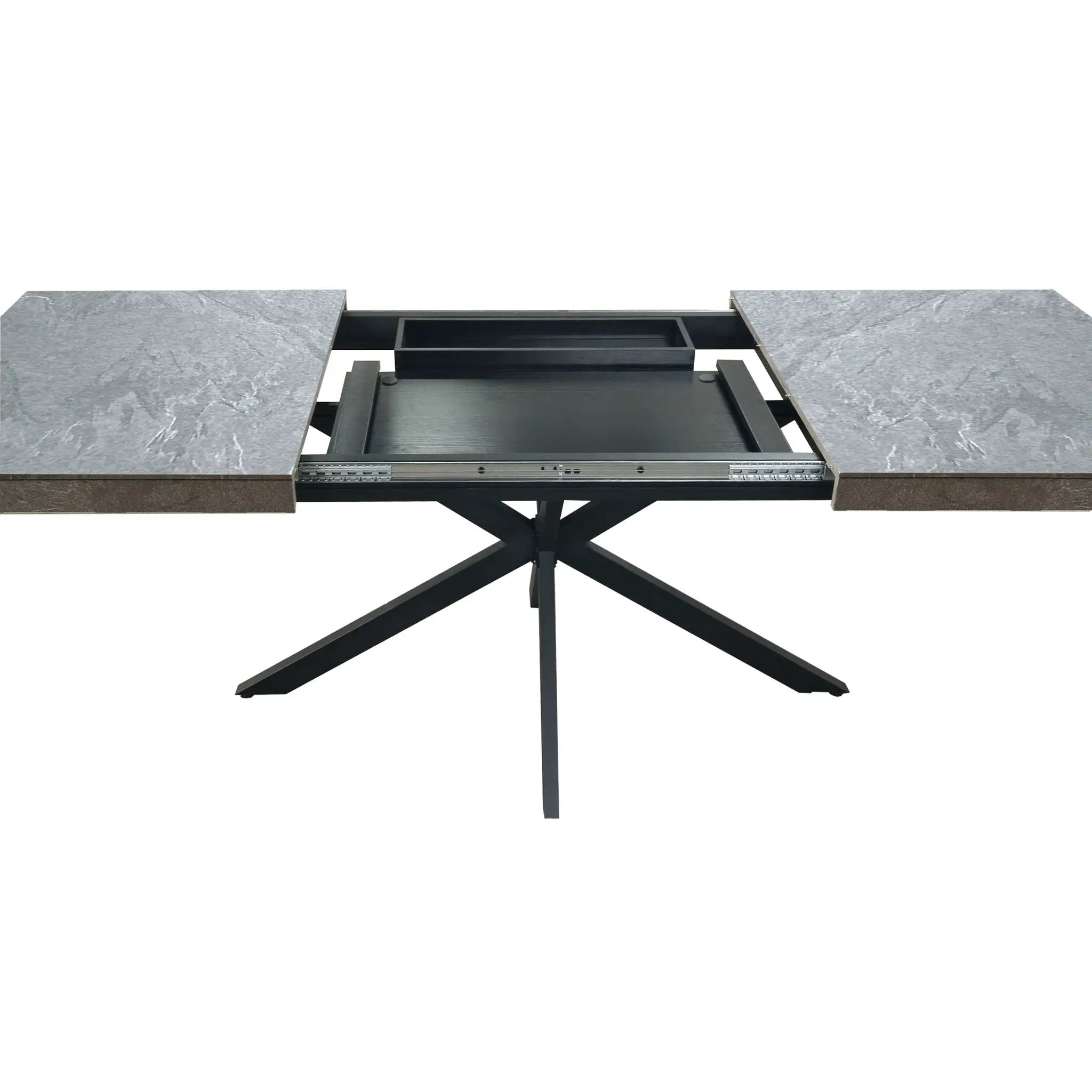 Rectangular Stretch Dining Table With 4 Chairs - Black / Gray by HouseOfZazla
