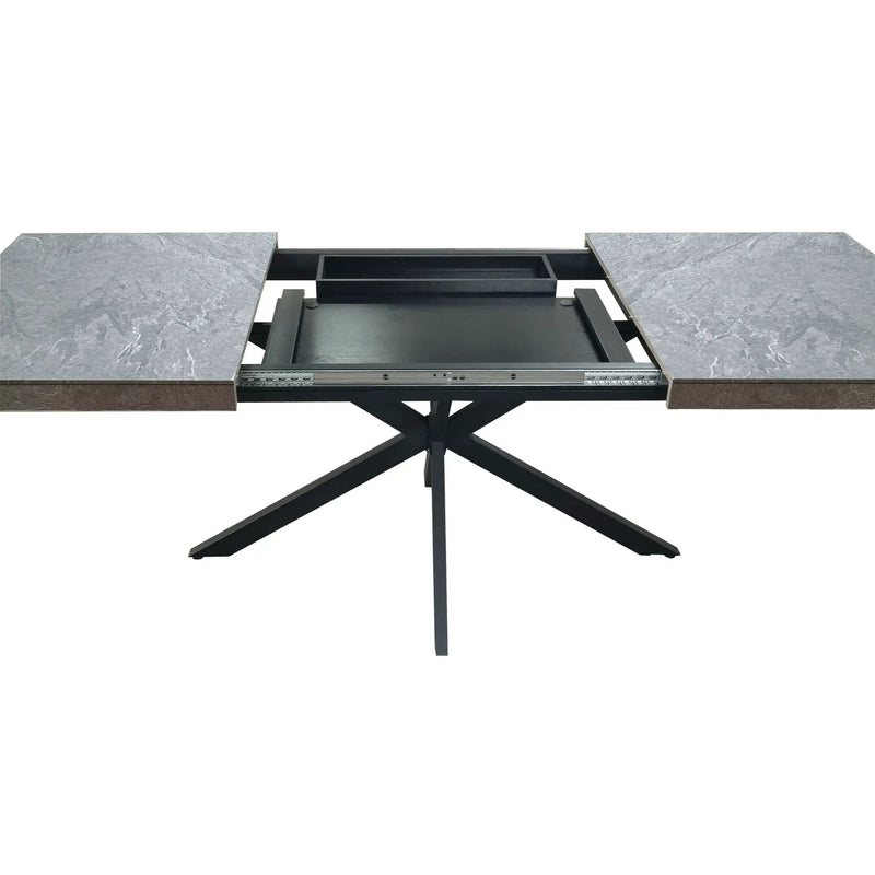 Rectangular Stretch Dining Table With 4 Chairs - Black / Gray by HouseOfZazla