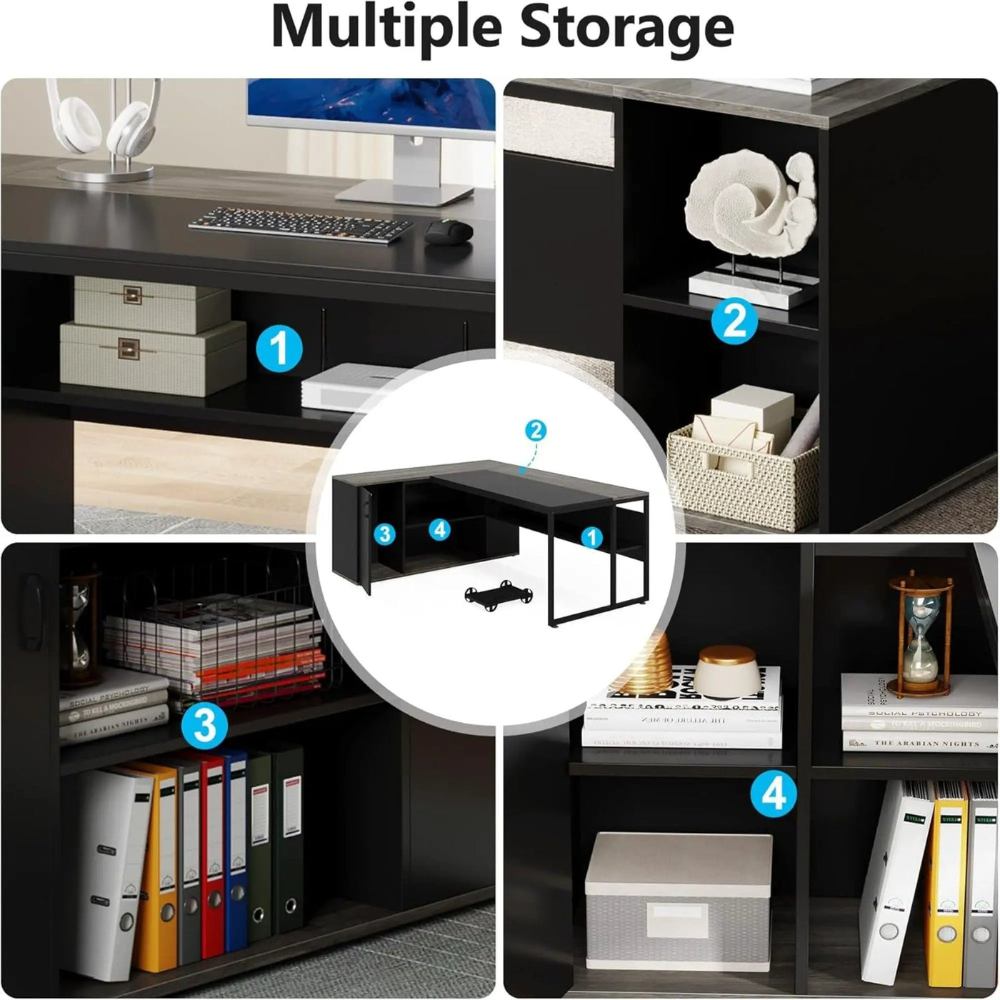 L-Shaped Executive Desk With Cabinet Storage by HouseOfZazla