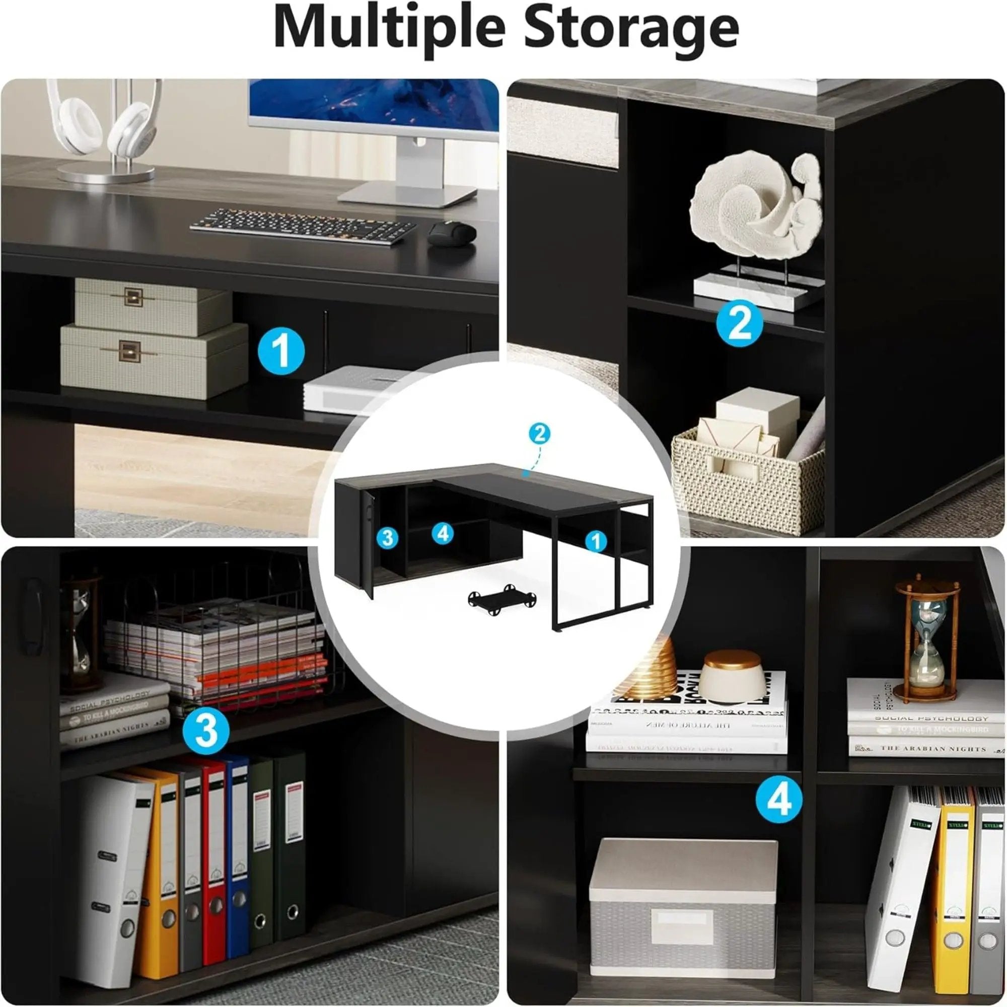 L-Shaped Executive Desk With Cabinet Storage by HouseOfZazla
