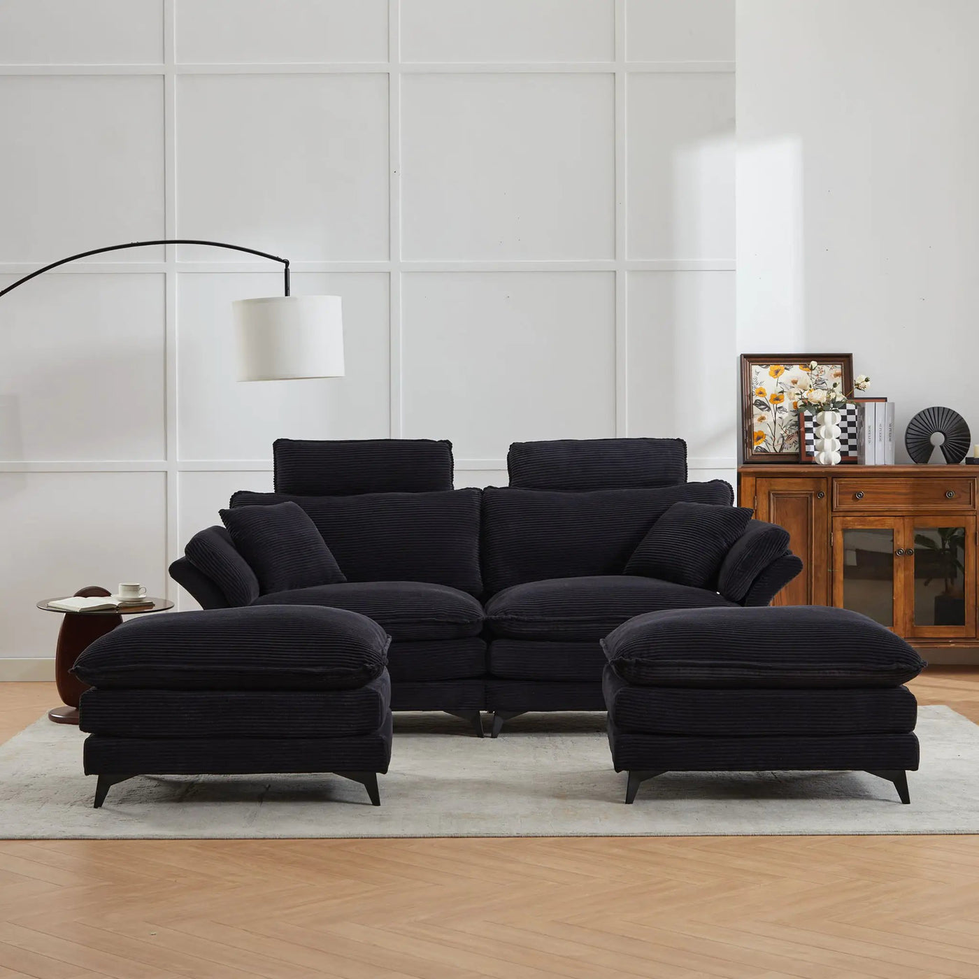 Modern Deep Seat Sectional Sofa With Ottoman by Unique Piece Furniture
