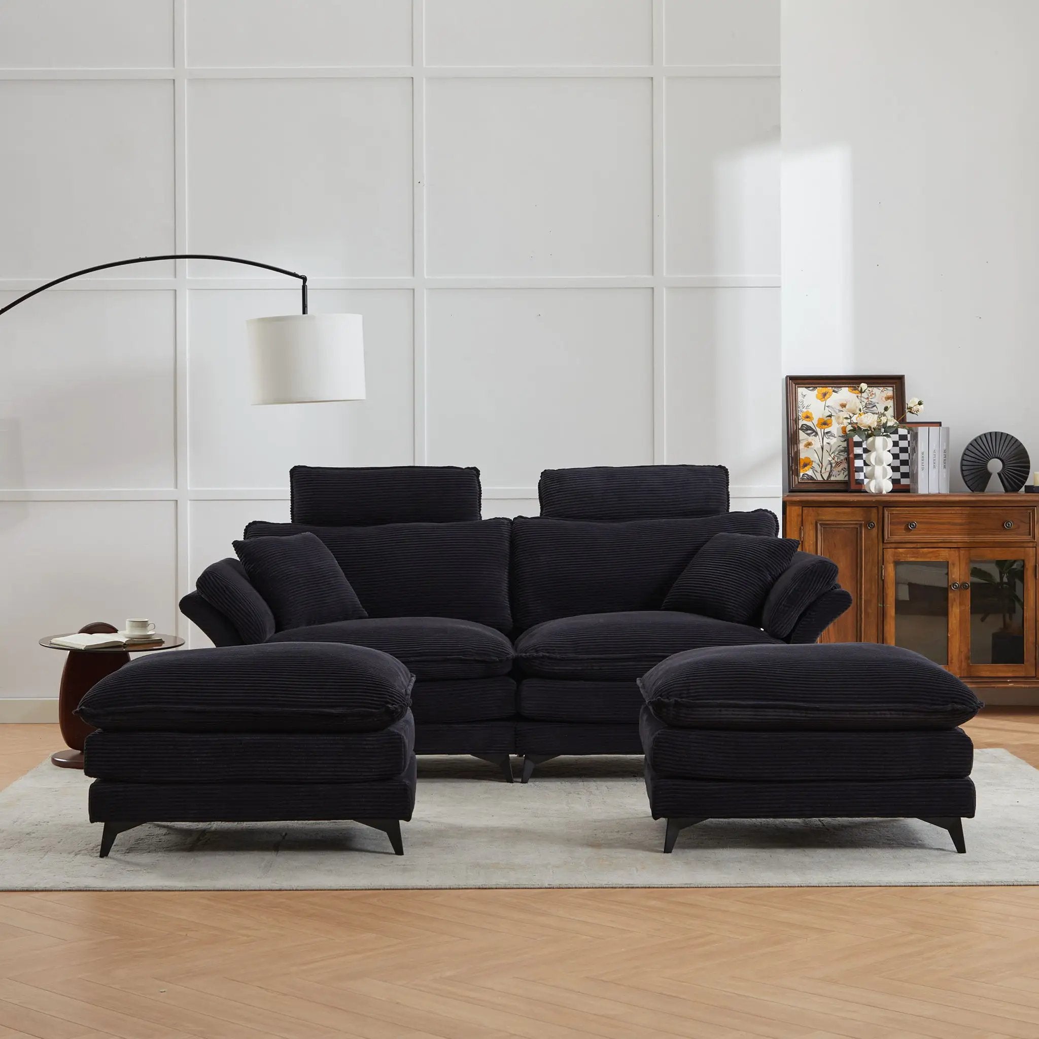 Modern Deep Seat Sectional Sofa With Ottoman by Unique Piece Furniture