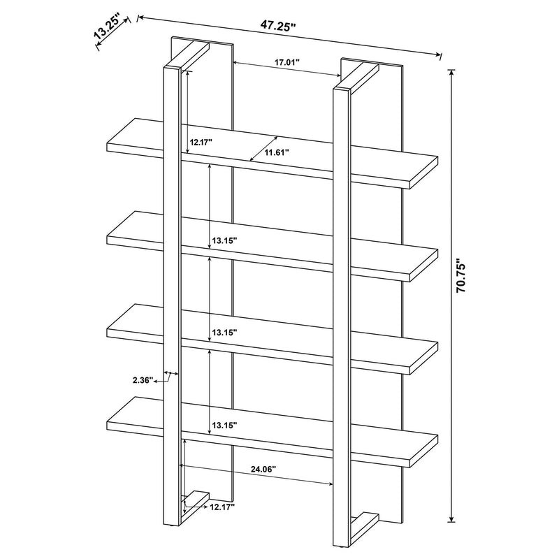 Mystrene - 4 Shelf Bookcase With Open Shelving Design - Black by HouseOfZazla