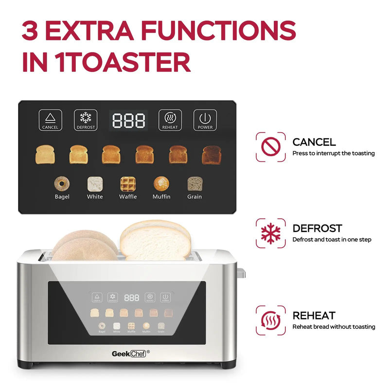4-Slice Toaster with Extra-Wide Entrance and LED Display by HouseOfZazla