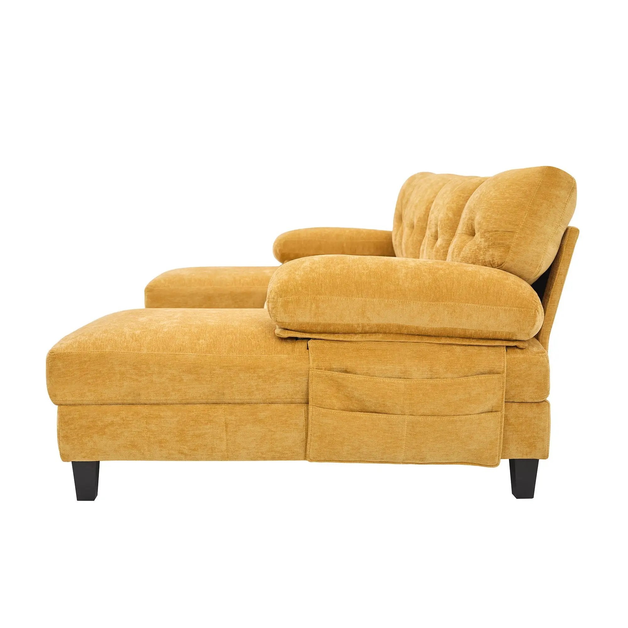 U-Shaped Sectional Sofa 103.5" Fabric Couch With Dual Chaise Lounges, Storage Pockets, Armrest Pillows by HouseOfZazla