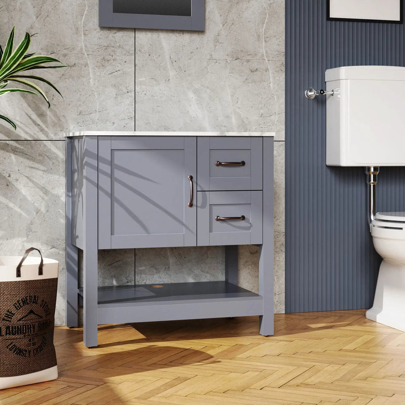 Bathroom Vanity With Mirror And Top Only - Gray by Unique Piece Furniture