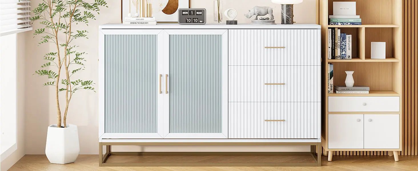 Murphy Bed With Frosted Glass Doors Design, Fake Drawers, Metal Legs by HouseOfZazla