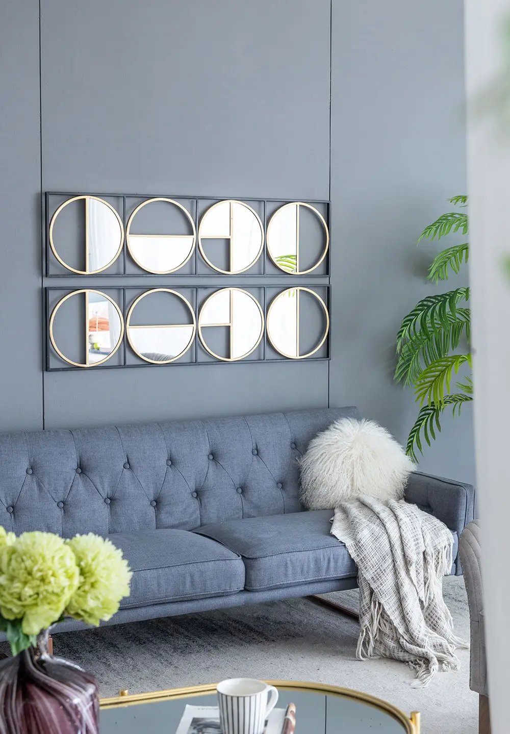 Eclectic Styling Metal Beaded Wall Mirror With Contemporary Design For Bedroom, Liveroom & Entryway by HouseOfZazla