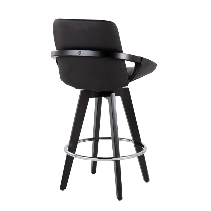 Cosmo - Contemporary Fixed Height Counter Stool With Swivel And Round Footrest (Set of 2) by HouseOfZazla