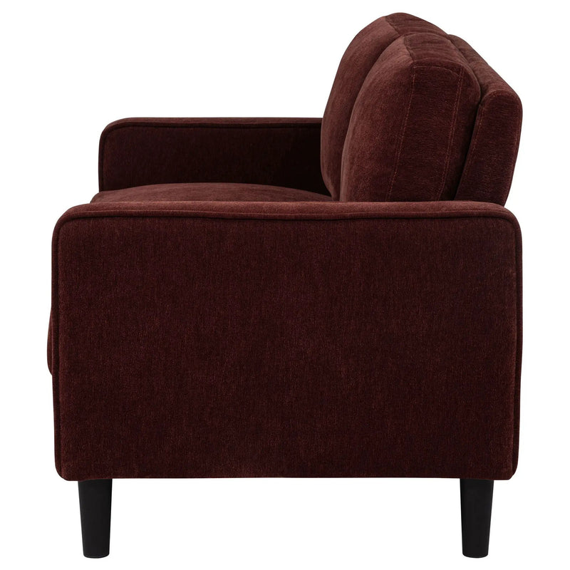 Ruth Fabric Upholstered Track Arm Loveseat Rust Red by Unique Piece Furniture