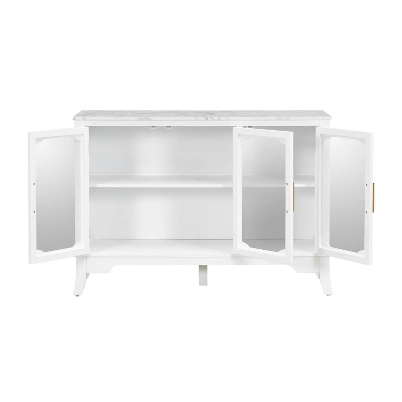 Storage Cabinet 3 Doors Stylish Style White by HouseOfZazla