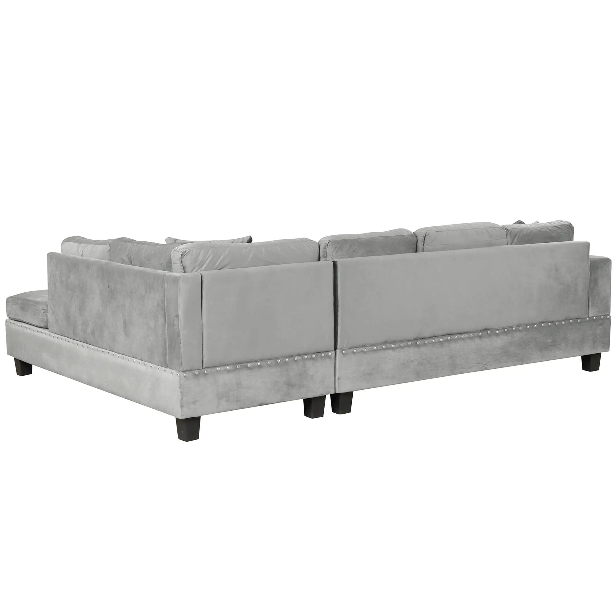 Modern Sectional Sofa With Storage Ottoman, L - Shape Couch With 2 Pillows And Cup Holders by HouseOfZazla