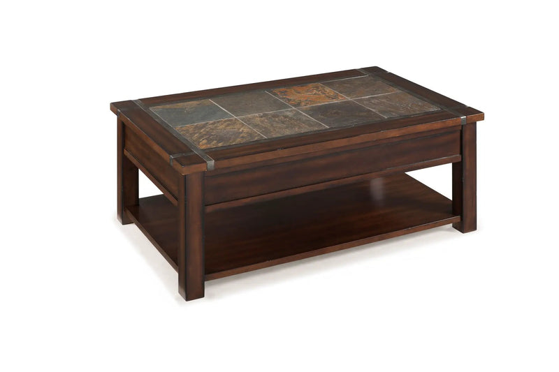Roanoke - Rectangular Lift Top Cocktail Table (With Casters) - Cherry And Slate by Unique Piece Furniture
