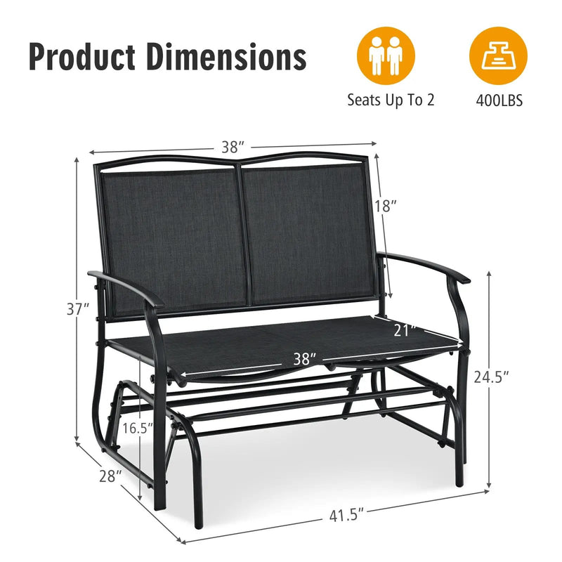 Iron Patio Rocking Chair for Outdoor Backyard and Lawn by DirectDeals
