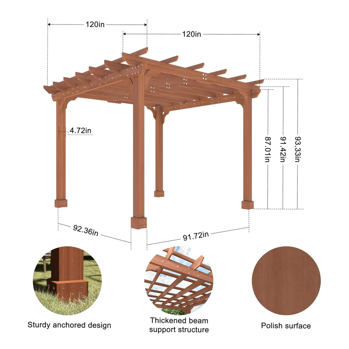 Alora Outdoor Cedar Wood Patio Pergola With Slatted Trellis Roof (SAK92150) by SAKSBY WHOLESALE